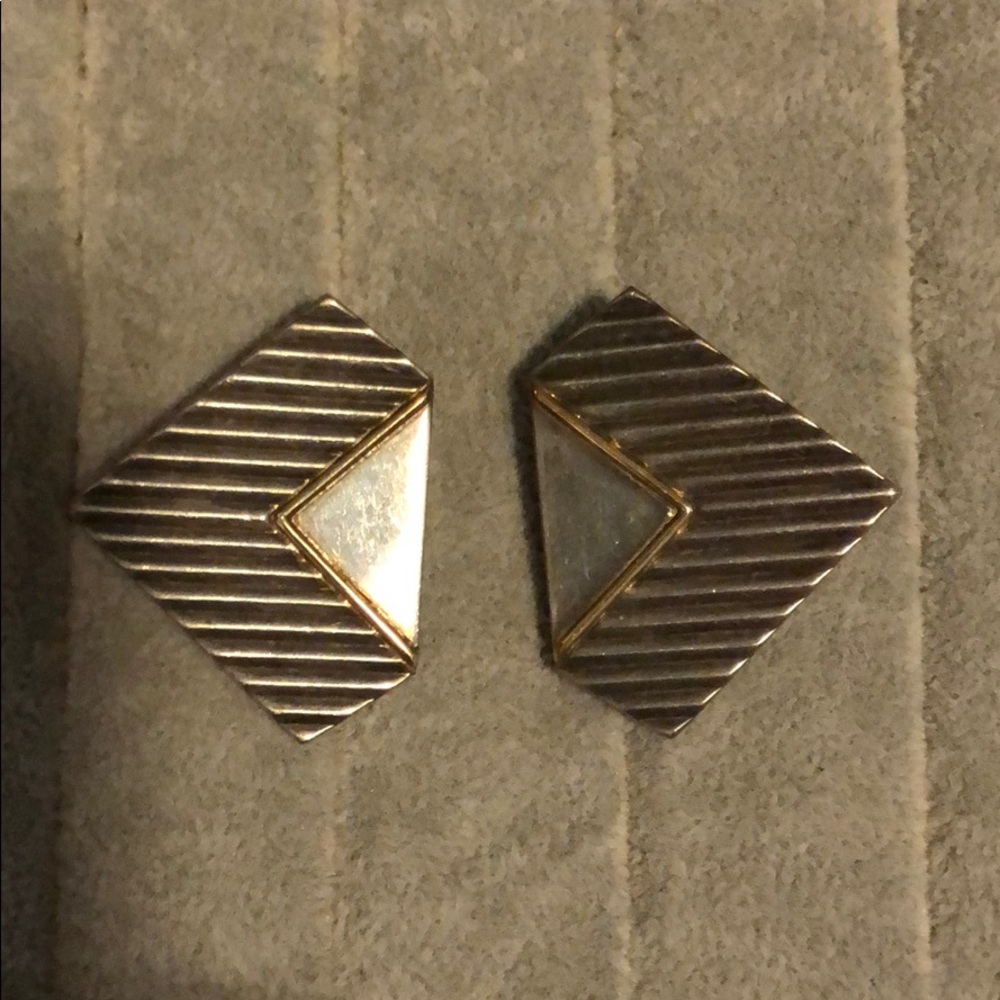 Vintage True Sterling Silver geometric earrings